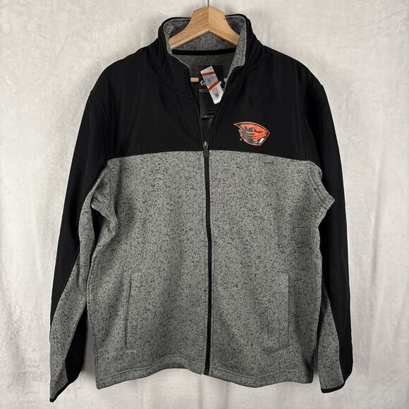 Oregon State Beavers Full-Zip Fleece Jacket Black Gray Captivating Size XL NWT - Picture 1 of 7